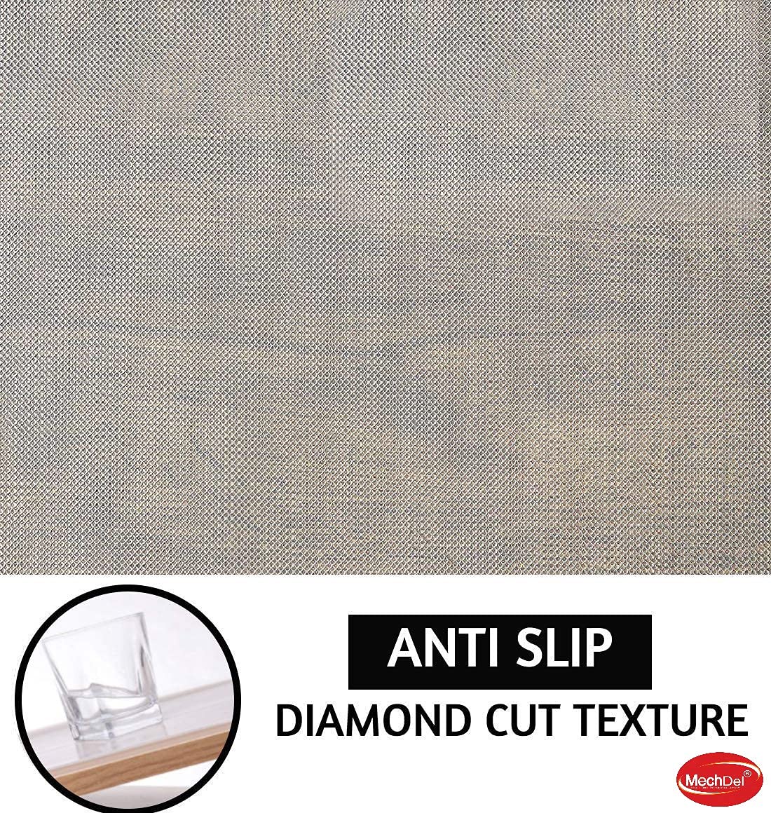 Mechdel Non-Slip Mat Roll/Waterproof Liner/Kitchen Organizer Mat/Durable Cabinet Mat/Shelf Protector Mat/PVC/Drawer Organizer Mat/Fridge Mat/Table Mat/,(45cm X 500cm) (Transparent White) - Image 3