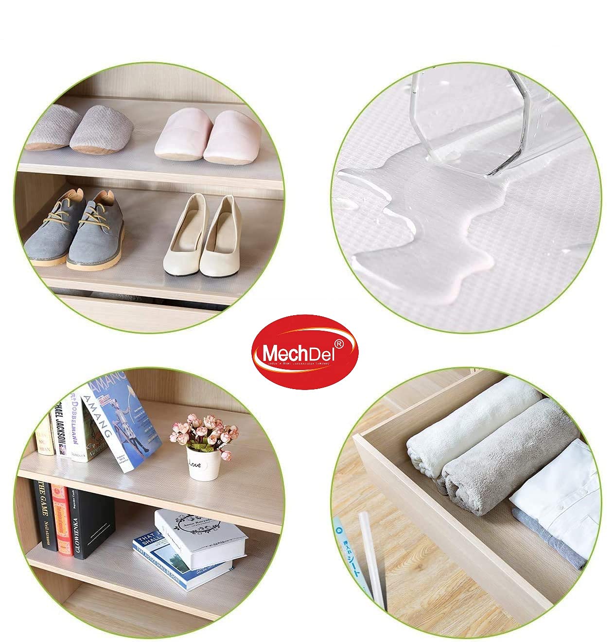 Mechdel Non-Slip Mat Roll/Waterproof Liner/Kitchen Organizer Mat/Durable Cabinet Mat/Shelf Protector Mat/PVC/Drawer Organizer Mat/Fridge Mat/Table Mat/,(45cm X 500cm) (Transparent White) - Image 4