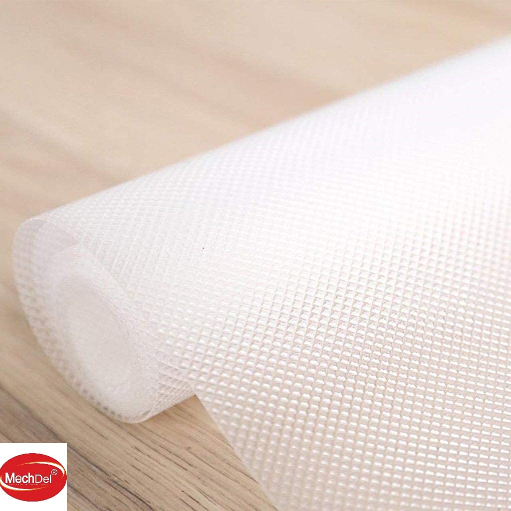 Mechdel Non-Slip Mat Roll/Waterproof Liner/Kitchen Organizer Mat/Durable Cabinet Mat/Shelf Protector Mat/PVC/Drawer Organizer Mat/Fridge Mat/Table Mat/,(45cm X 500cm) (Transparent White) - Image 7