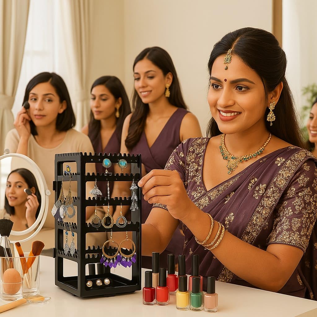 mechdel Plastic Rotating Earrings Stand Jewelry Display Organiser/Earrings Organiser/Jewellery Towers/Jewellery Stands/Earring Organizer Box/Chain Organiser (Rotating Earrings Organizer-Black, 1-SET) - Image 6