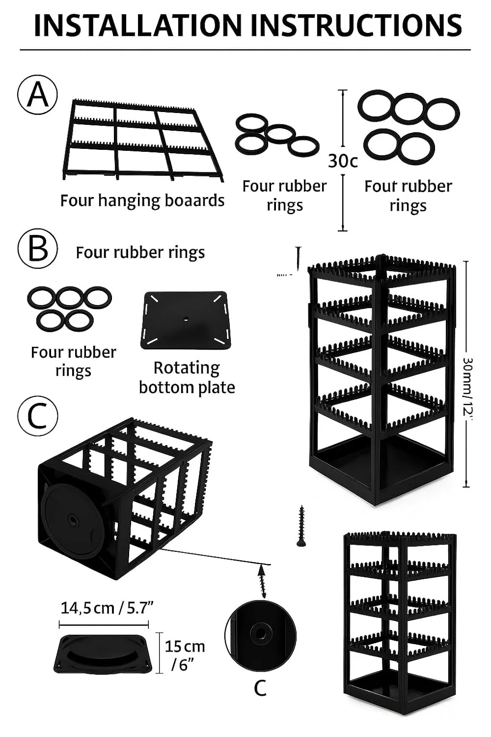 mechdel Plastic Rotating Earrings Stand Jewelry Display Organiser/Earrings Organiser/Jewellery Towers/Jewellery Stands/Earring Organizer Box/Chain Organiser (Rotating Earrings Organizer-Black, 1-SET) - Image 7