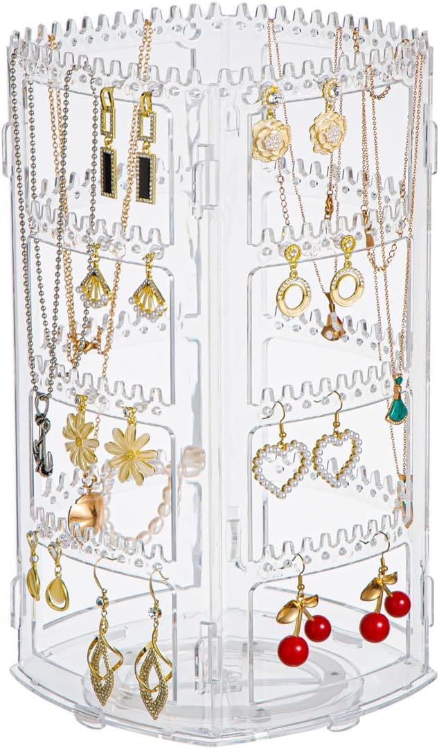 mechdel Plastic Rotating Earrings Stand Jewelry Display Organiser/Earrings Organiser/Jewellery Towers/Jewellery Stands/Earring Organizer Box/Chain Organiser (Rotating Earrings Organizer-Black, 1-SET) - Image 8