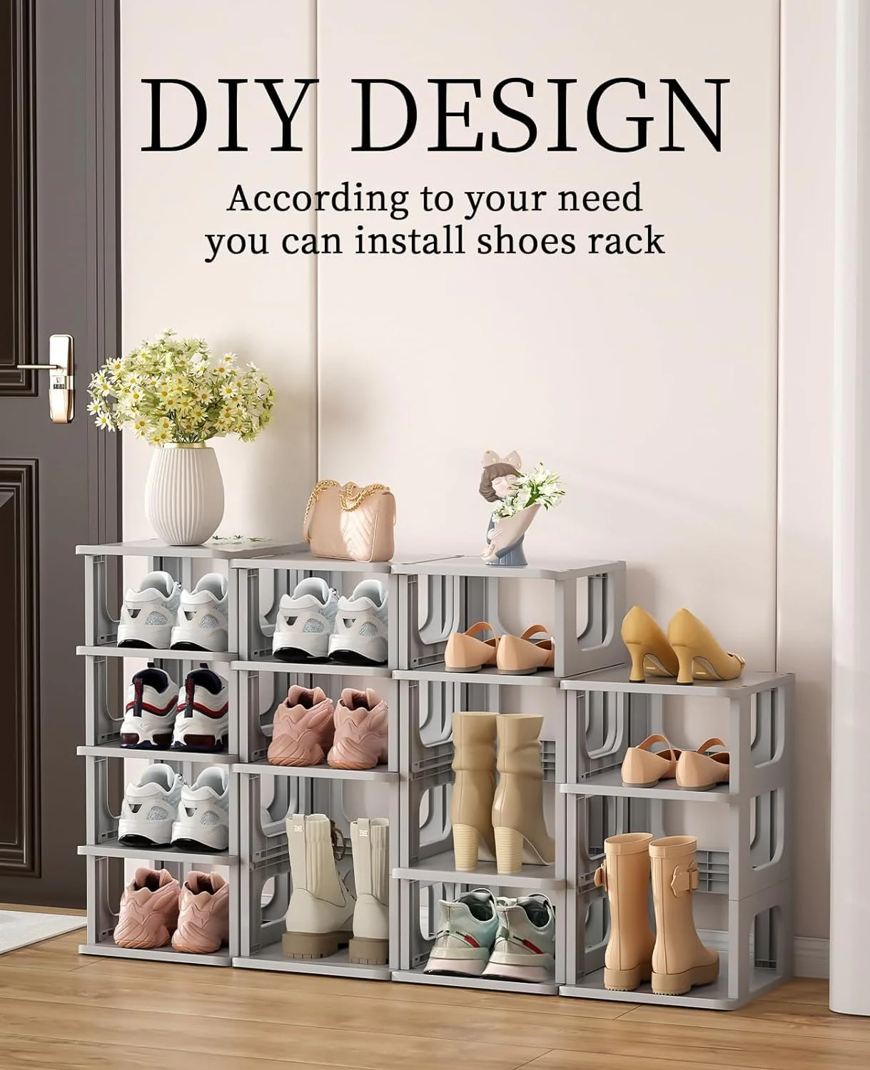 Mechdel Plastic Shoe Organizer Rack (Grey, 5 Tier) - Image 3