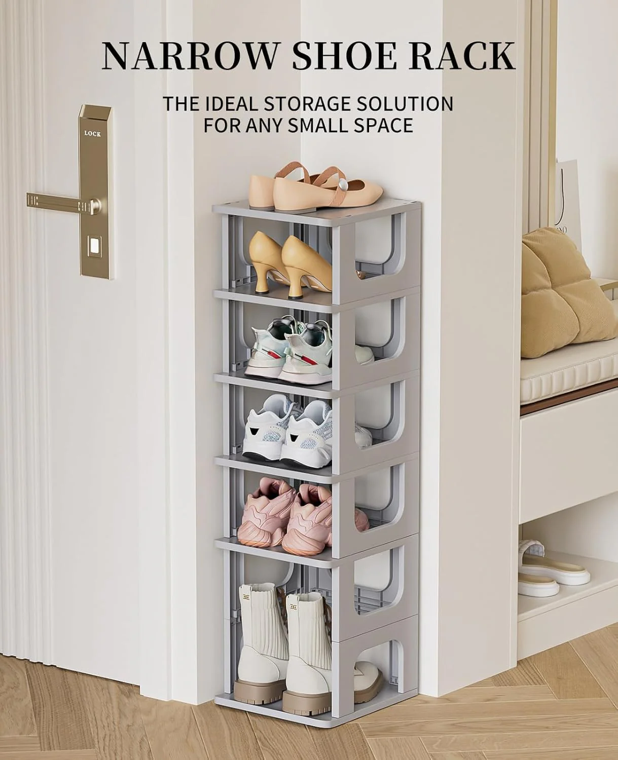 Mechdel Plastic Shoe Organizer Rack (Grey, 5 Tier) - Image 4