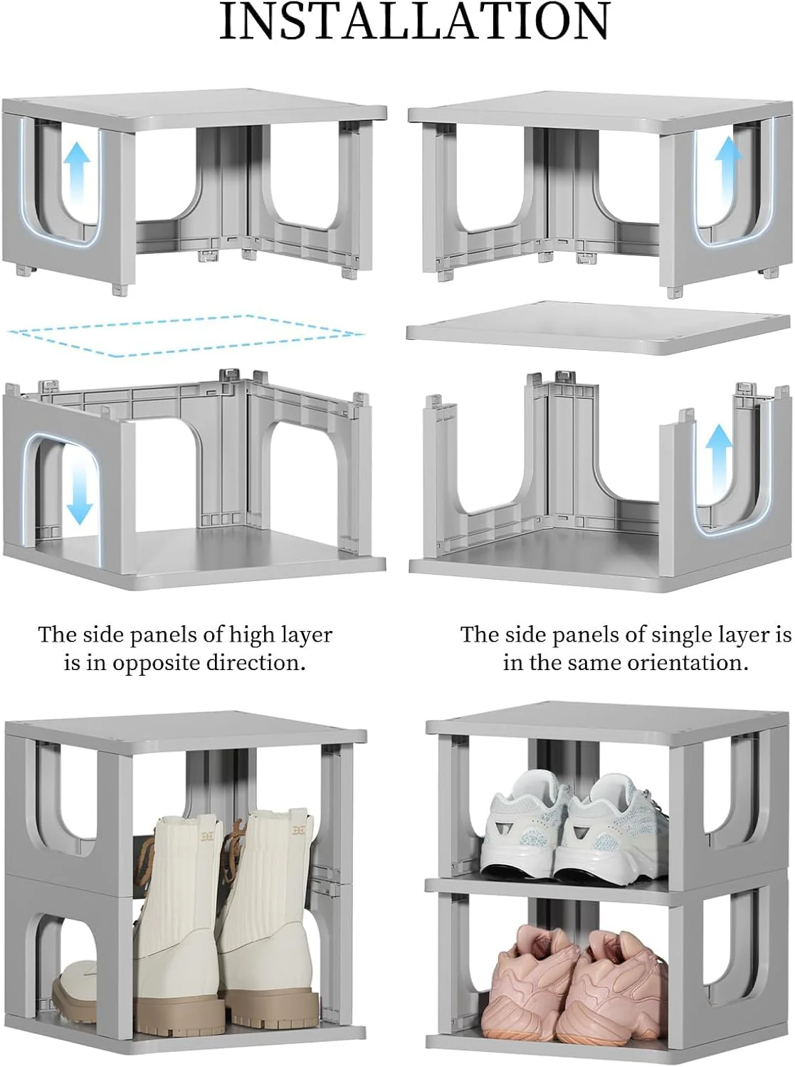 Mechdel Plastic Shoe Organizer Rack (Grey, 5 Tier) - Image 7