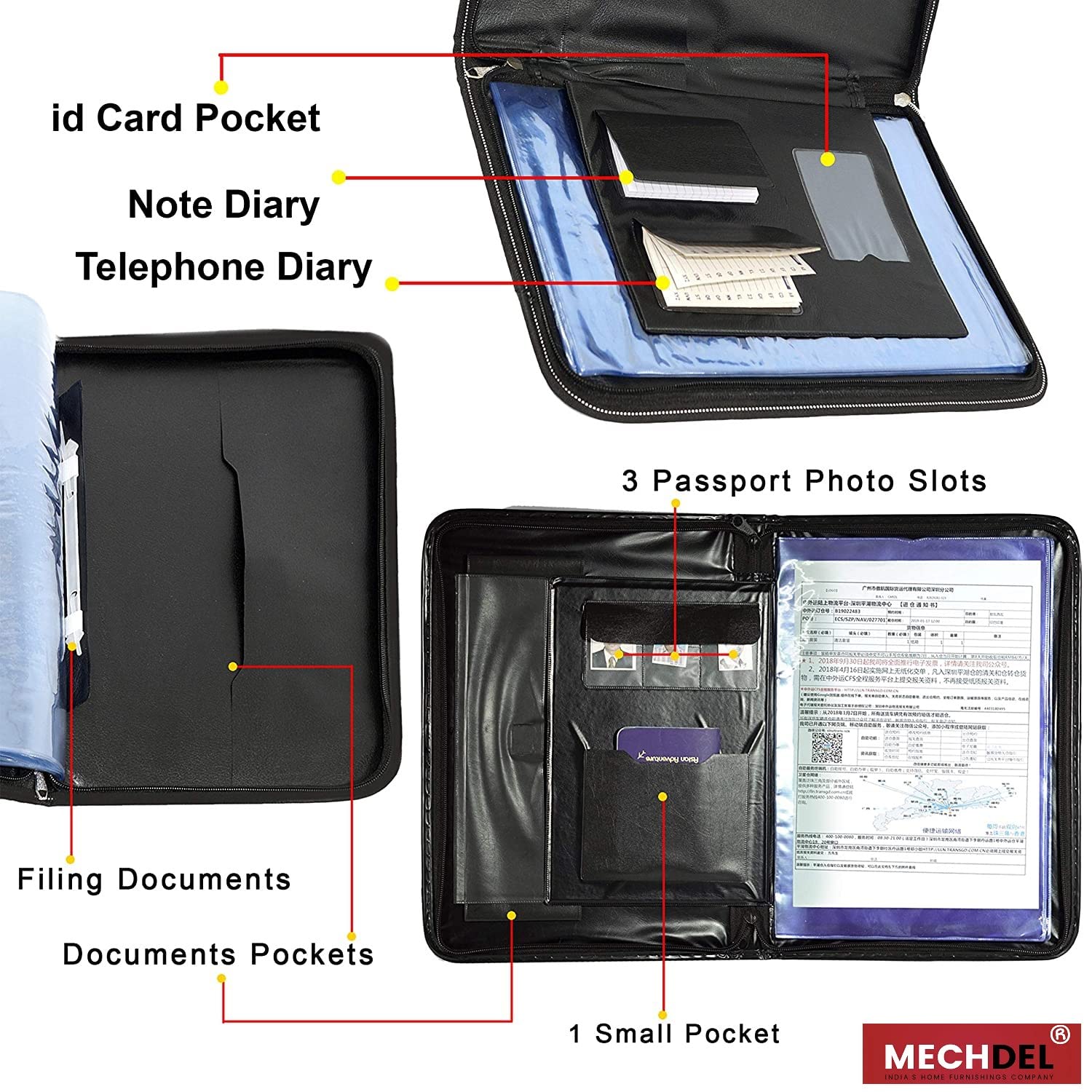 Mechdel PU Leather Multipurpose 24 File Sleeve to Store A4 Professional Files and Folders, Certificate, Legal Size Documents Holder and for Men and Women (Grey) - Image 3