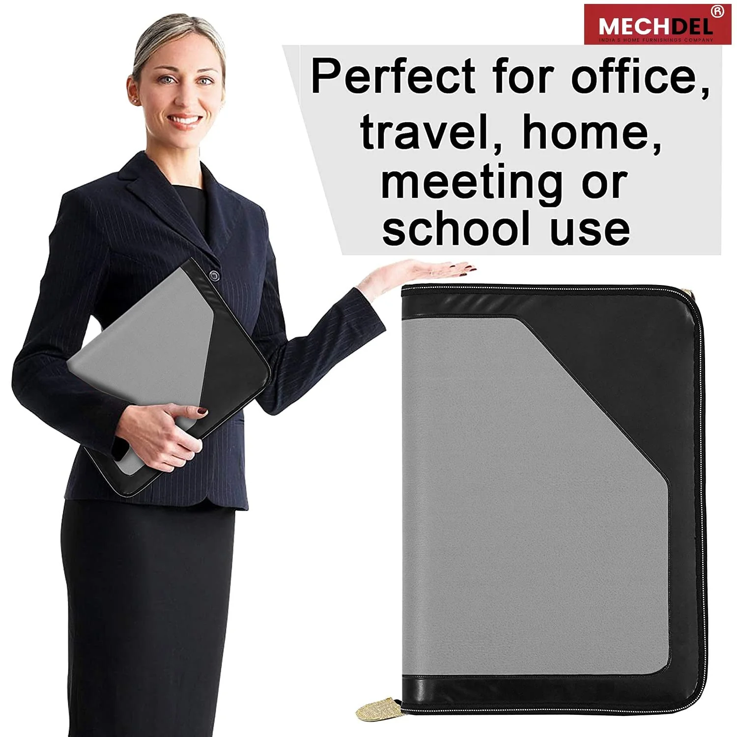 Mechdel PU Leather Multipurpose 24 File Sleeve to Store A4 Professional Files and Folders, Certificate, Legal Size Documents Holder and for Men and Women (Grey) - Image 8