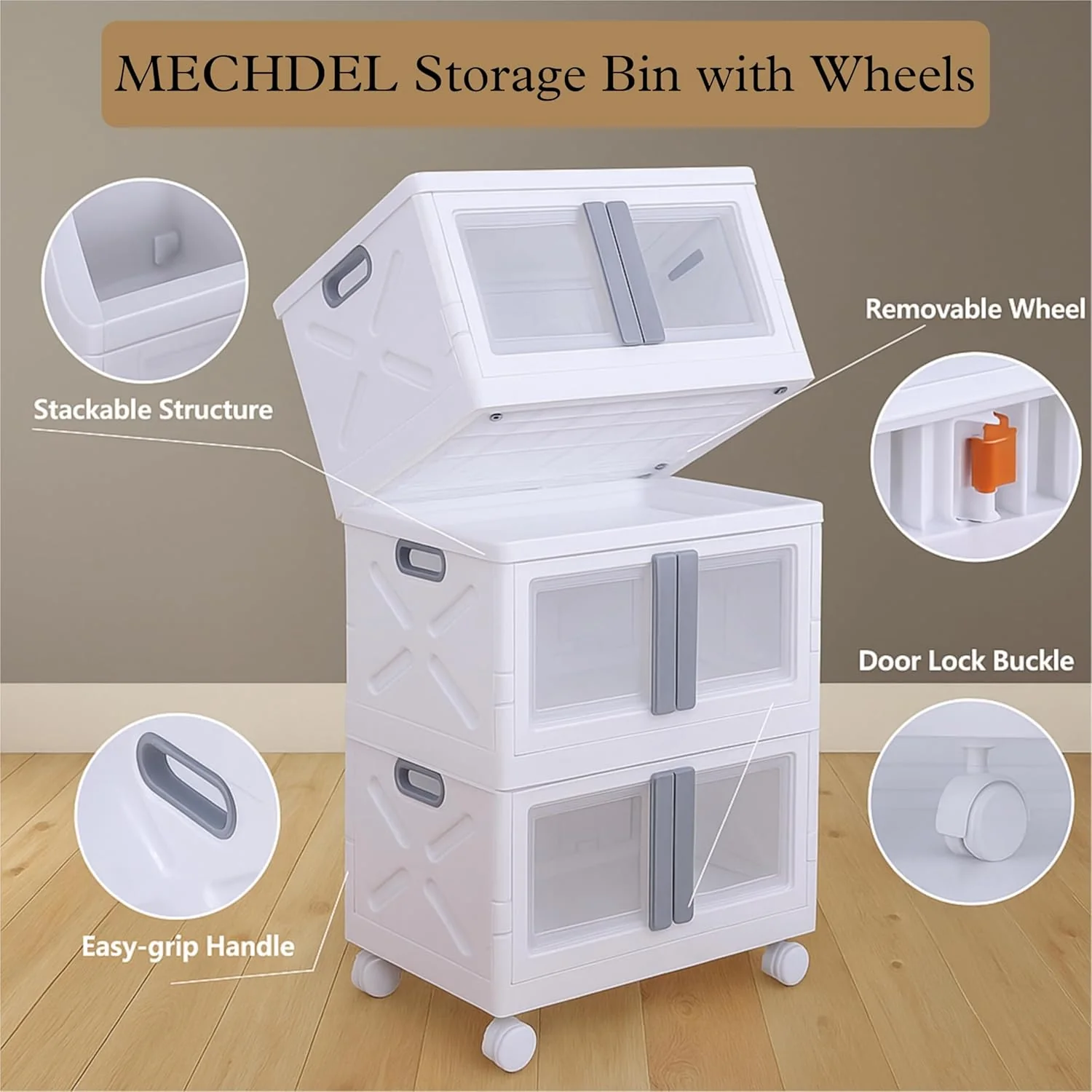 Mechdel Stackable Storage Bin Box with Wheels - Image 7