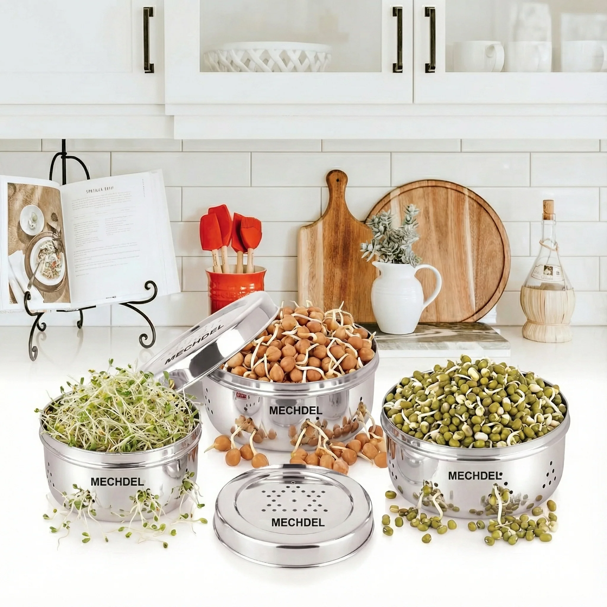 mechdel Stainless Steel Hole Puri Dabbas/Sprout Maker - Image 4