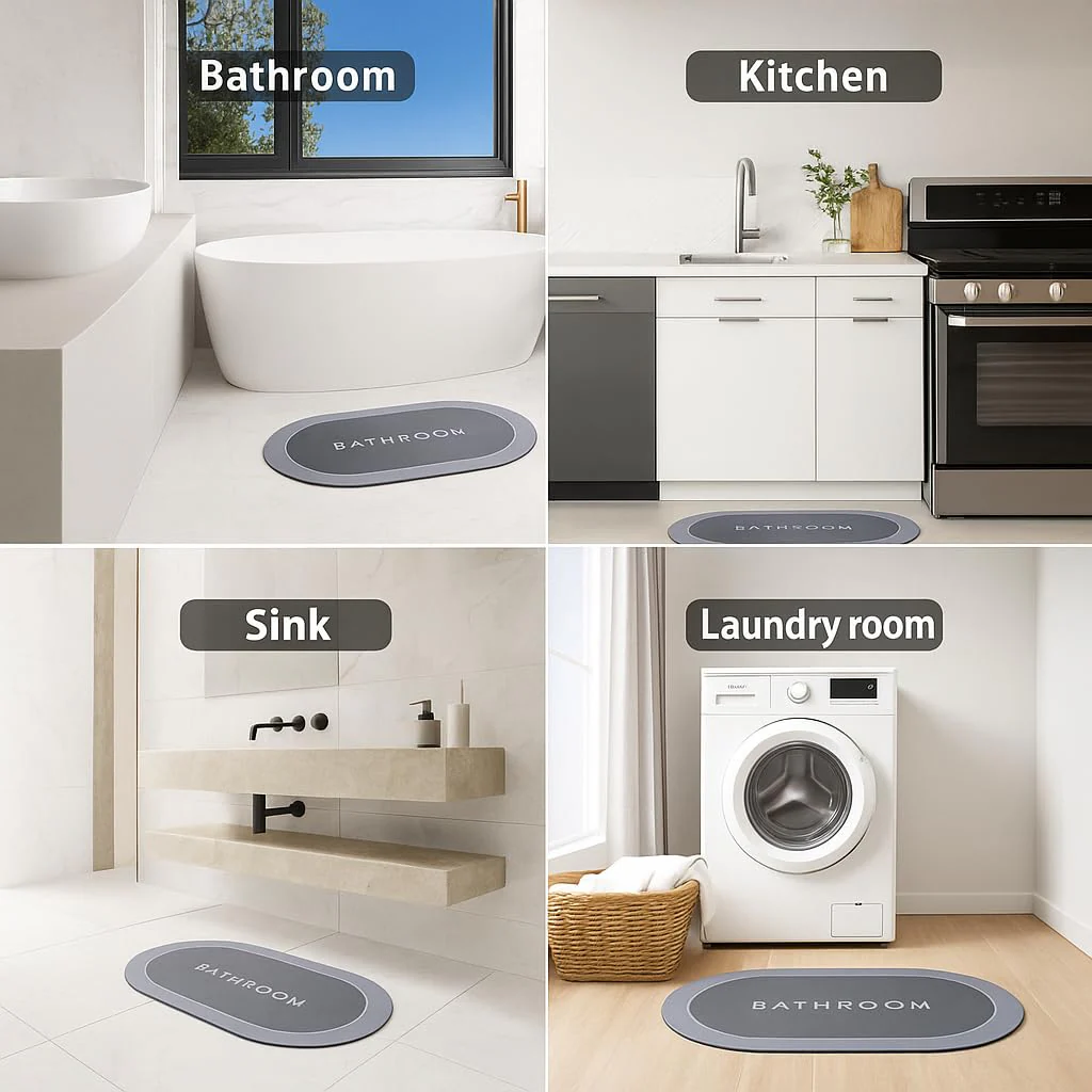 mechdel Stone Bath Mat, Diatomaceous Earth Shower Mat, Non-Slip Super Absorbent Quick Drying Bathroom, Kitchen Floor Mat, Easy to Clean (Non Slip Rubber Bathroom Mat -Blue, 40 X 60 CM) - Image 5