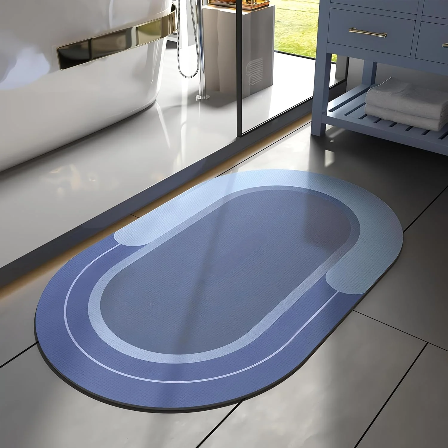 mechdel Stone Bath Mat, Diatomaceous Earth Shower Mat, Non-Slip Super Absorbent Quick Drying Bathroom, Kitchen Floor Mat, Easy to Clean (Non Slip Rubber Bathroom Mat -Blue, 40 X 60 CM) - Image 8