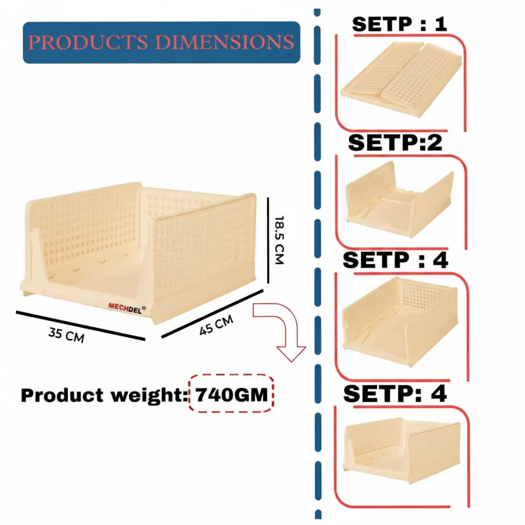 MECHDEL | Wardrobe Organizer For Clothes | Cupboard Organizer | Plastic Stackable Closet Organizer - Image 3