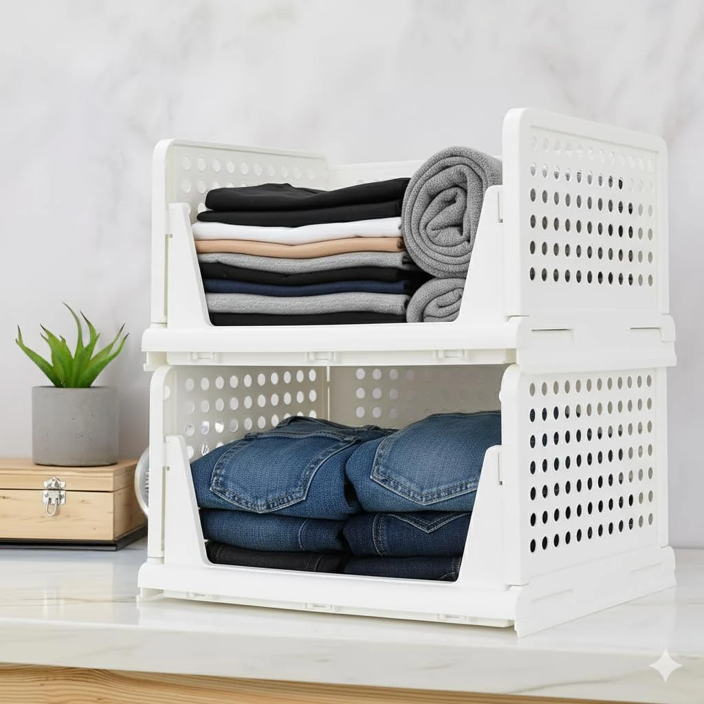 MECHDEL | Wardrobe Organizer For Clothes | Cupboard Organizer | Plastic Stackable Closet Organizer - Image 35