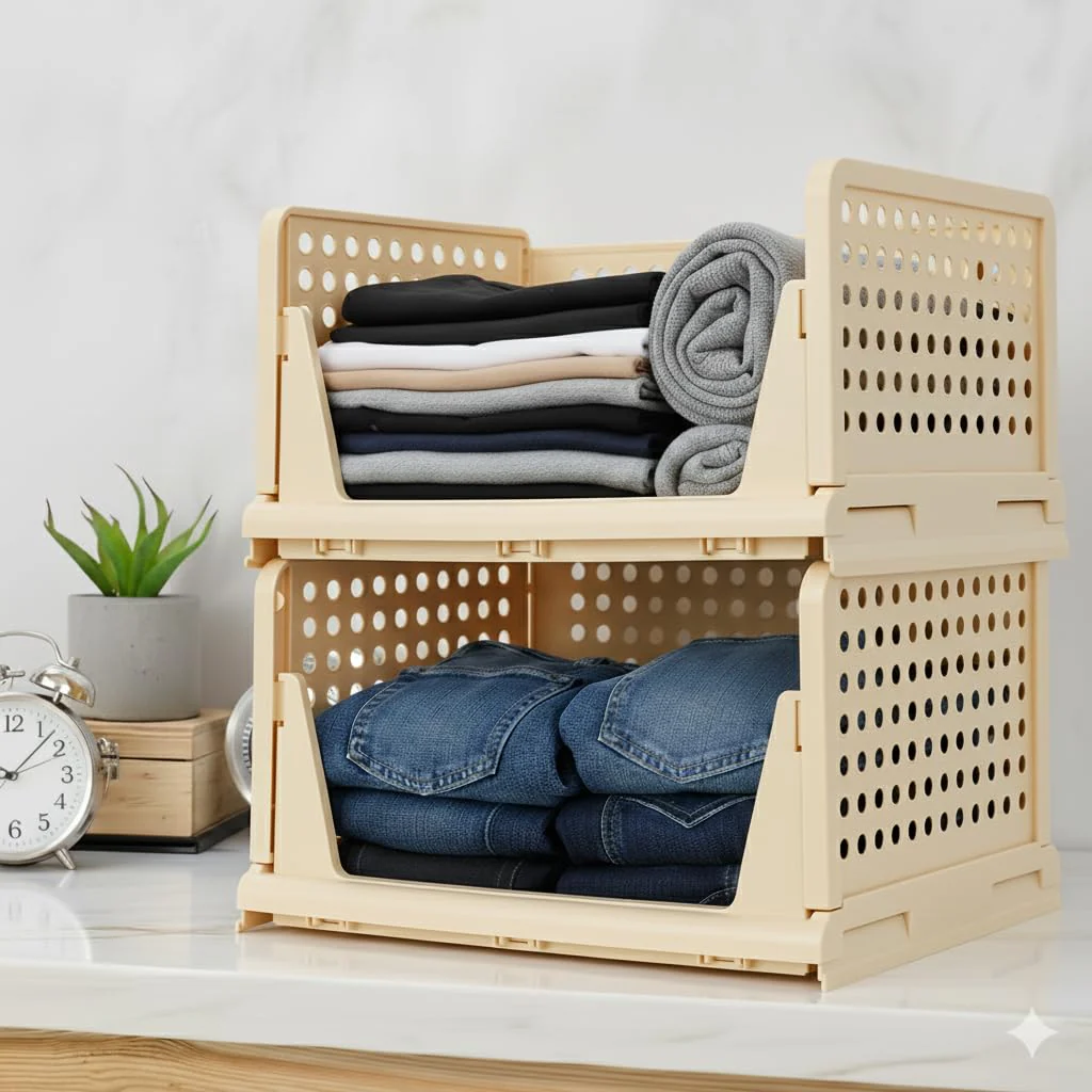 MECHDEL | Wardrobe Organizer For Clothes | Cupboard Organizer | Plastic Stackable Closet Organizer - Image 40