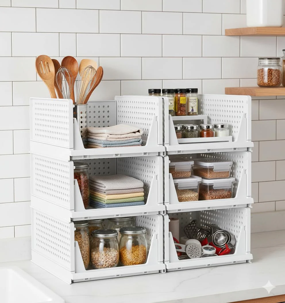 MECHDEL | Wardrobe Organizer For Clothes | Cupboard Organizer | Plastic Stackable Closet Organizer - Image 42