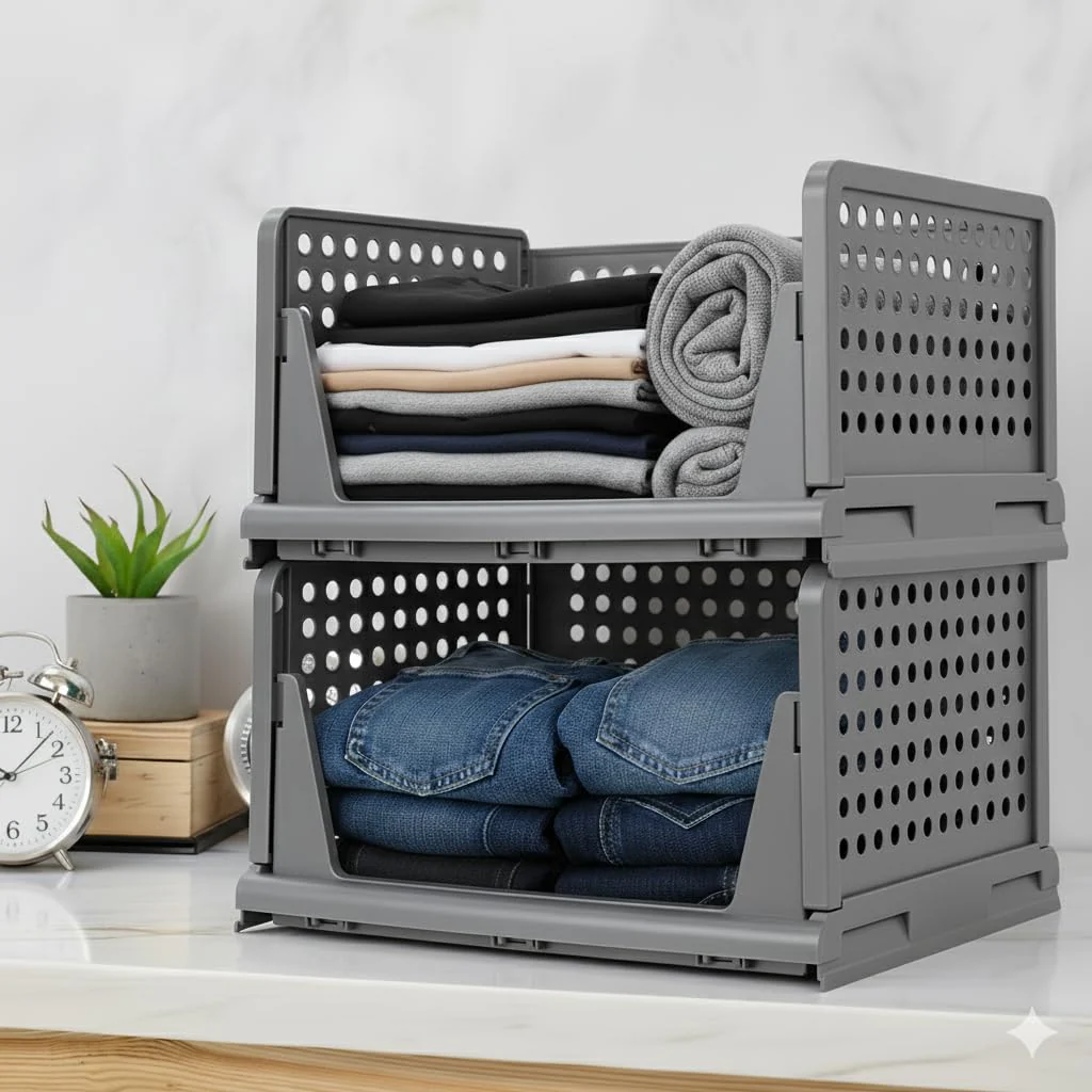 MECHDEL | Wardrobe Organizer For Clothes | Cupboard Organizer | Plastic Stackable Closet Organizer - Image 48