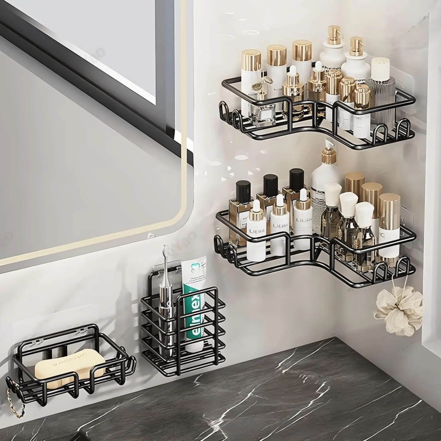 Stainless Steel Bath Organizers With Large Capacity Organizer Combo Racks and Shelves for Wall Stand for Bathroom - Image 12