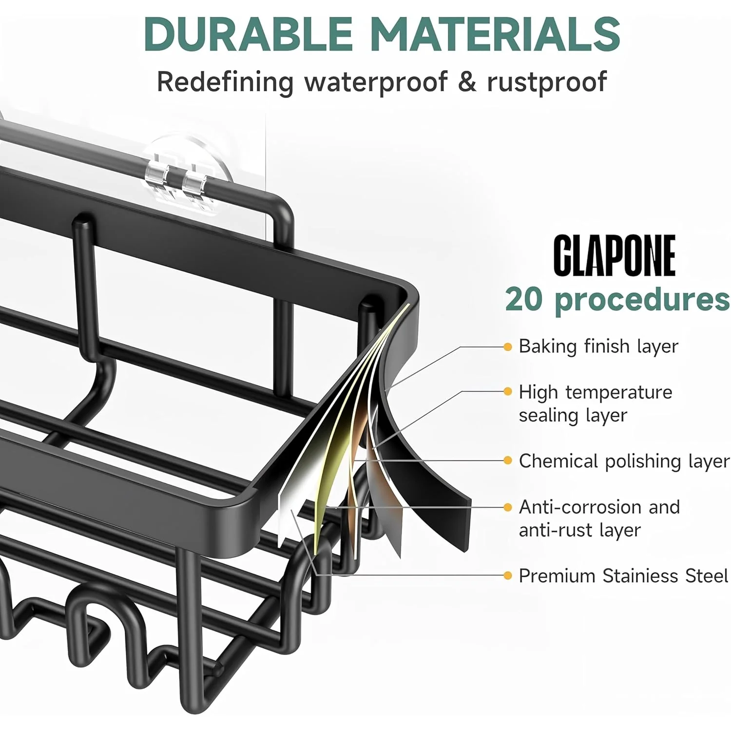 Stainless Steel Bath Organizers With Large Capacity Organizer Combo Racks and Shelves for Wall Stand for Bathroom - Image 4